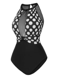 Black 1950s Polka Dot Swimsuit -Retro Pulse Shop SCXL000018 2