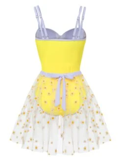 Yellow 1950s Suspender Swimsuit & Daisy Cover-Up -Retro Pulse Shop SCXL000022 4