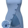 Blue 1930s Solid Buttoned Bandeau Swimsuit -Retro Pulse Shop SCXL000025 01