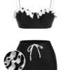 Black White 1950s Dots Layered Strap Swimsuit -Retro Pulse Shop SCXL000033 01