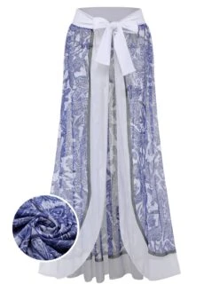 [Plus Size] 1960s Blue-and-white Porcelain Swimsuit & Cover-up -Retro Pulse Shop SCXL000038 01