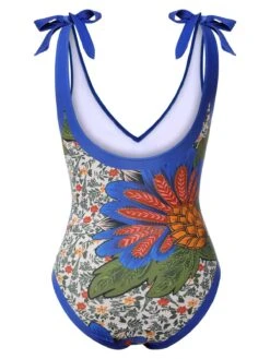 [Plus Size] 1950s Strap Plants Print Swimsuit & Cover-Up -Retro Pulse Shop SCXL000041 3 compressed