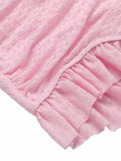 Pale Pink 1950s Solid Ruched Swimsuit -Retro Pulse Shop SCXL000042 5