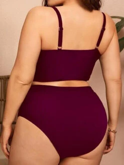 [Plus Size] 1950s Solid Spaghetti Straps Bikini -Retro Pulse Shop SCXL000051 WR 3