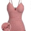 Red 1940s Spaghetti Strap Stripes One-Piece Swimsuit -Retro Pulse Shop SCXL000055 01 compressed