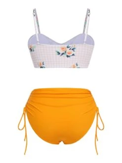 Turmeric 1940s Spaghetti Strap Roses Swimsuit -Retro Pulse Shop SCXL000059 3 compressed