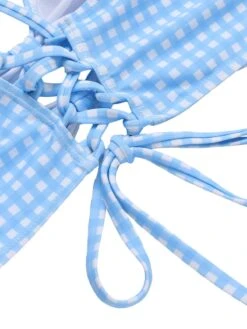 Blue 1950s Spaghetti Strap Plaids Swimsuit 14 Blue 1950s Spaghetti Strap Plaids Swimsuit -Retro Pulse Shop SCXL000065 5 compressed