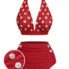 Red 1950s Polka Dot Halter Separate Swimsuit