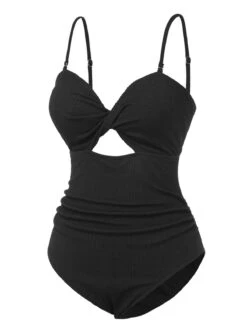 [Plus Size] Black 1960s Spaghetti Strap Twist Swimsuit -Retro Pulse Shop SCXL000070 B 01 3 compressed
