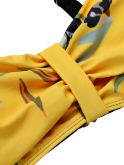 [Plus Size] Yellow 1930s Contrast Floral Strap Swimsuit -Retro Pulse Shop SCXL000071 Y 01 5