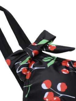 Black 1950s Cherry Bow V-Neck Swimsuit -Retro Pulse Shop SCXL000078 4