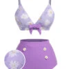 Purple 1950s Daisy Bow Strap Swimsuit -Retro Pulse Shop SCXL000081 01