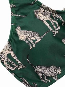 Green 1940s Leopard Halter Split Swimsuit -Retro Pulse Shop SCXL000084 4