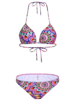 Multicolor 1930s Mandala Bikini Set & Cover-Up -Retro Pulse Shop SCXL000094 MC 1 4