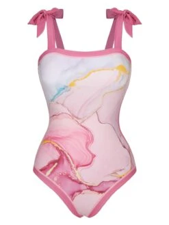 2PCS 1950s Pink Print Swimsuit & Cover-Up -Retro Pulse Shop SCXL000096 P 3 5 compressed