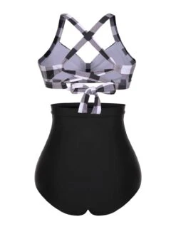 1950s Double Strap Buttoned Plaids Swimsuit -Retro Pulse Shop SCXL000105 2 4 compressed