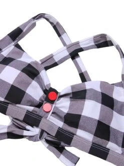 1950s Double Strap Buttoned Plaids Swimsuit -Retro Pulse Shop SCXL000105 2 5 compressed