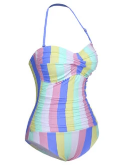 1950s Colorful Striped One-Piece Swimsuit -Retro Pulse Shop SCXL000106 2