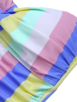 1950s Colorful Striped One-Piece Swimsuit -Retro Pulse Shop SCXL000106 5