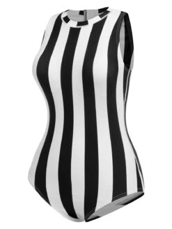 1950s Contrast Stripes Triangle One-Piece Swimsuit -Retro Pulse Shop SCXL000110 1 2 compressed