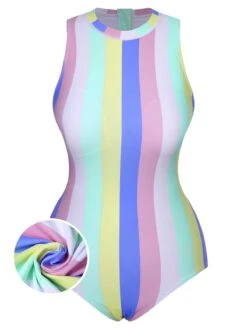 1950s Contrast Stripes Triangle One-Piece Swimsuit -Retro Pulse Shop SCXL000110 2 01 compressed