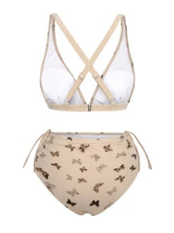 Apricot 1950s Butterfly Mesh Lace-Up Swimsuit -Retro Pulse Shop SCXL000113 3