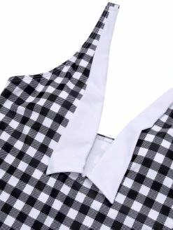Black & White 1950s Plaid One-Piece Swimsuit -Retro Pulse Shop SCXL000117 4