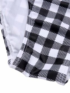 Black & White 1950s Plaid One-Piece Swimsuit -Retro Pulse Shop SCXL000117 6