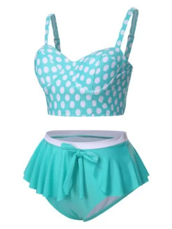 [Plus Size] 1930s Polka Dot Suspender Swimsuit Set -Retro Pulse Shop SCXL000128 T 1 3