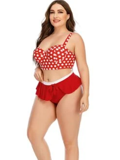 [Plus Size] 1930s Polka Dot Suspender Swimsuit Set -Retro Pulse Shop SCXL000128 TR 01 11