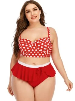 [Plus Size] 1930s Polka Dot Suspender Swimsuit Set -Retro Pulse Shop SCXL000128 TR 01 9