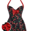 [Plus Size] Black 1960s Cherry One-Piece Swimsuit -Retro Pulse Shop SCXL000132 R 01 1