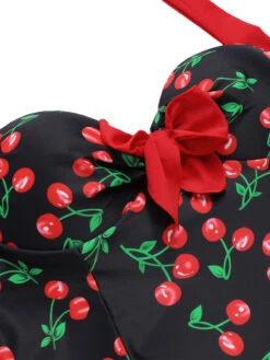 [Plus Size] Black 1960s Cherry One-Piece Swimsuit -Retro Pulse Shop SCXL000132 R 01 5