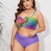 [Plus Size] 1960s Strap Colorful Plaids Bow Swimsuit -Retro Pulse Shop SCXL000135 MC 8 1