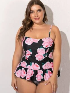 [Plus Size] Multicolor 1930s Ruffled Hem Printed Swimsuit -Retro Pulse Shop SCXL000136 MC 1 1