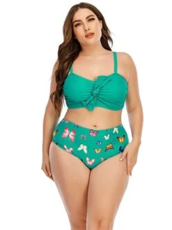 [Plus Size] 1960s Butterflies Bow Decor Swimsuit -Retro Pulse Shop SCXL000137 G 2 compressed