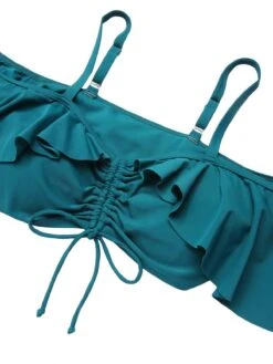 [Plus Size] Green 1950s Strap Floral Ruffles Swimsuit -Retro Pulse Shop SCXL000144 4 compressed