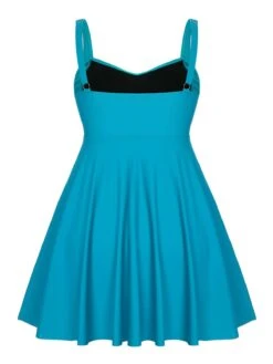 [Plus Size] 1950s Spaghetti Strap Solid Swimsuit -Retro Pulse Shop SCXL000148 3 compressed