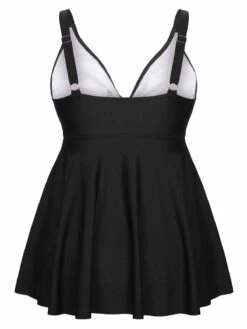 [Plus Size] 1950s Solid Front Tie Ruffle Swimsuit -Retro Pulse Shop SCXL000149 B 3