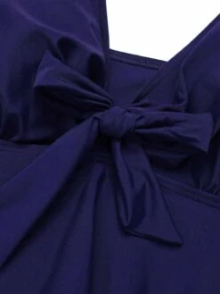 [Plus Size] 1950s Solid Front Tie Ruffle Swimsuit -Retro Pulse Shop SCXL000149 BL 4