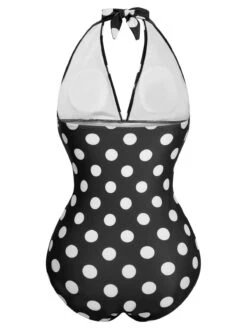 1930s Halter Lace-Up Polka Dots One-Piece Swimsuit -Retro Pulse Shop SCXL000155 B 2 compressed