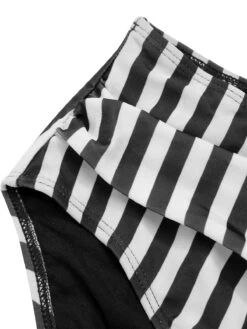 Black 1950s Striped Printed Separate Swimsuit -Retro Pulse Shop SCXL000163 6