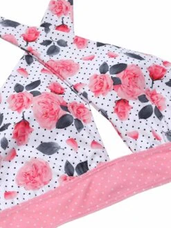 Pink 1940s Floral Cross Halter Swimsuit 13 Pink 1940s Floral Cross Halter Swimsuit -Retro Pulse Shop SCXL000169 4