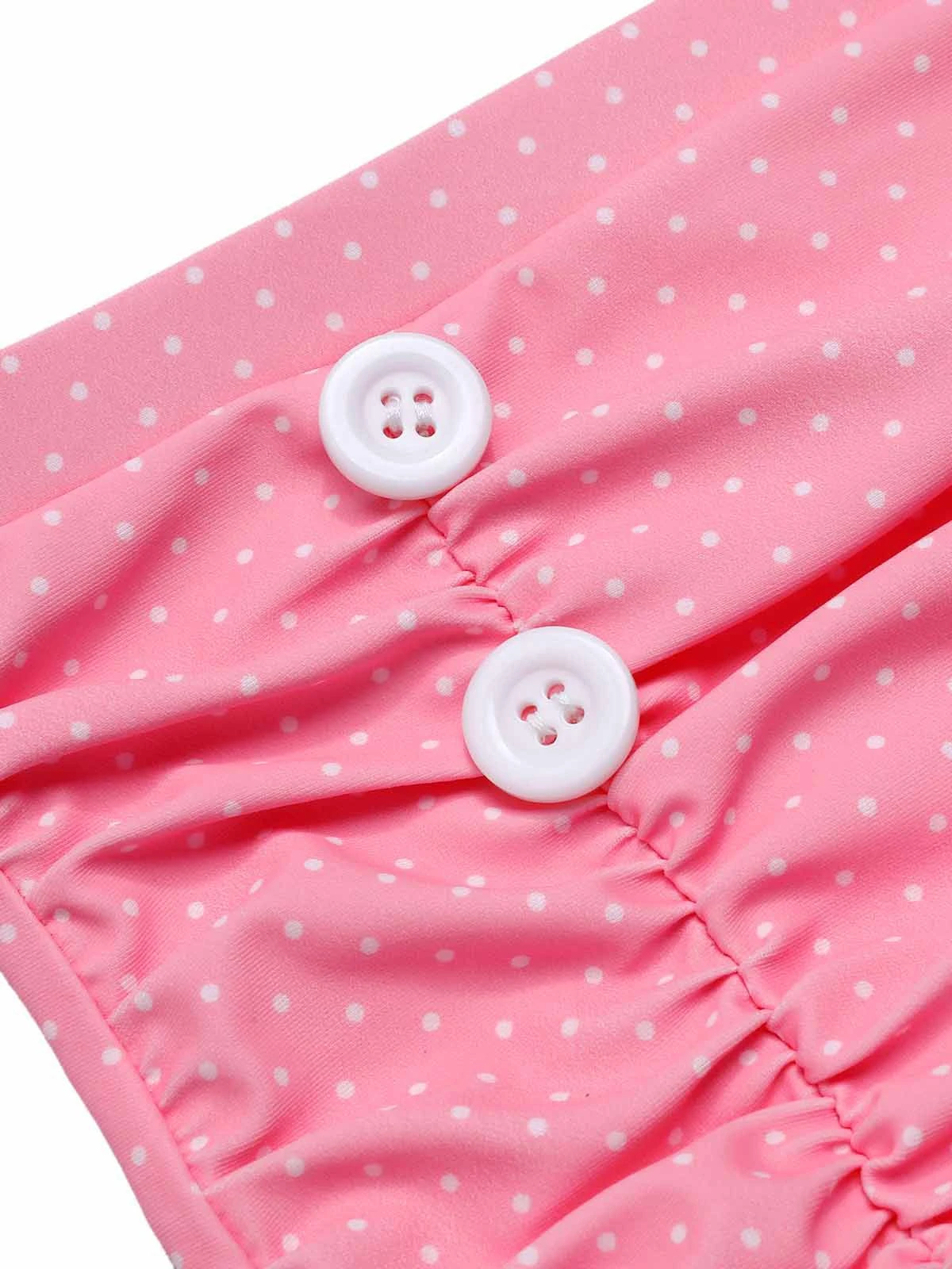 Pink 1940s Floral Cross Halter Swimsuit 8 Pink 1940s Floral Cross Halter Swimsuit - Image 6