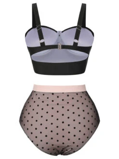 Black 1960s Polka Dots Mesh Swimsuit 12 Black 1960s Polka Dots Mesh Swimsuit -Retro Pulse Shop SCXL000171 3