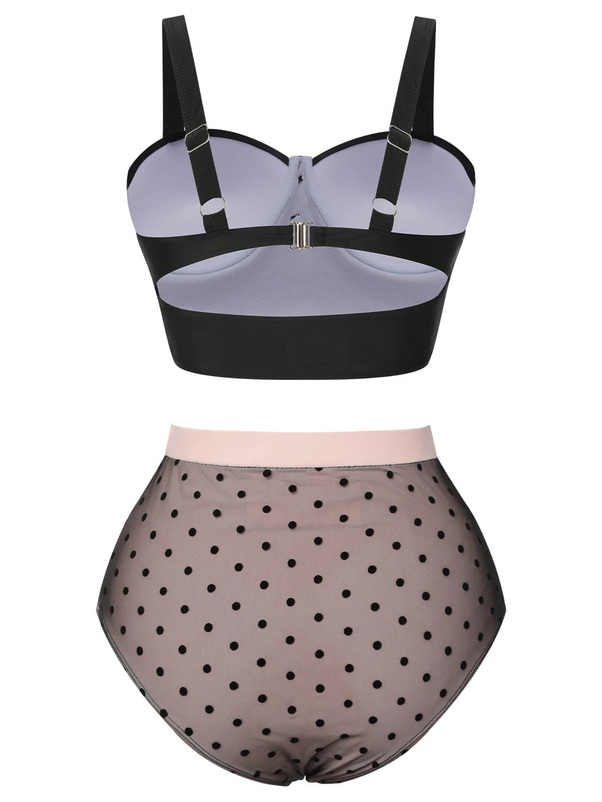 Black 1960s Polka Dots Mesh Swimsuit 6 Black 1960s Polka Dots Mesh Swimsuit - Image 4