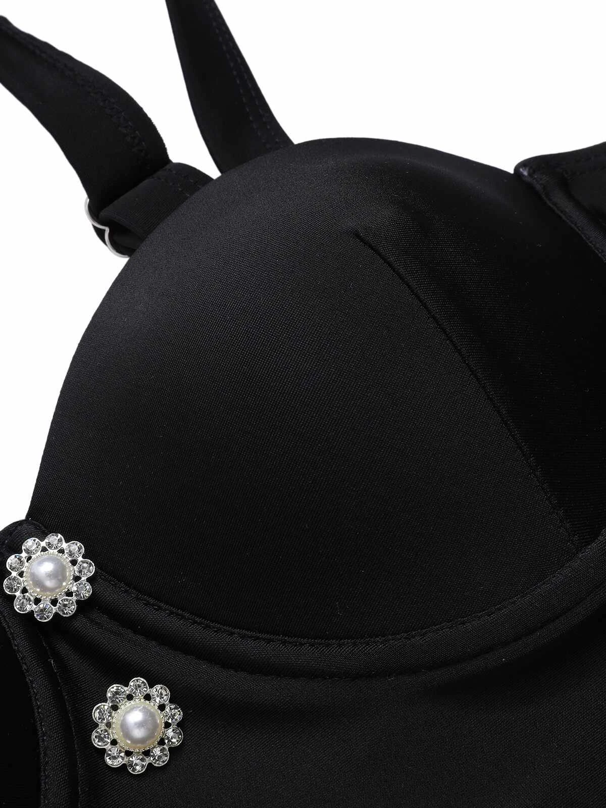 Black 1960s Polka Dots Mesh Swimsuit 7 Black 1960s Polka Dots Mesh Swimsuit - Image 5