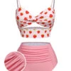 [Pre-Sale] Pink 1960s Strawberry Plaid Halter Swimsuit -Retro Pulse Shop SCXL000173 01
