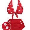 Red 1950s Polka Dot Tie Halter Swimsuit -Retro Pulse Shop SCXL000174 01