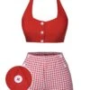 Red 1950s Halter Plaids Swimsuit -Retro Pulse Shop SCXL000175 01 compressed